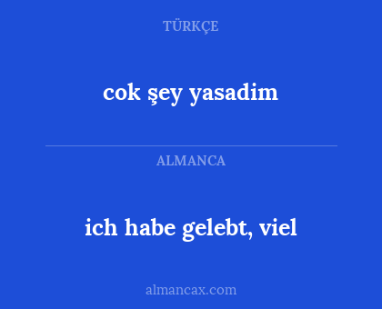 cok şey yasadim - ich habe gelebt, viel