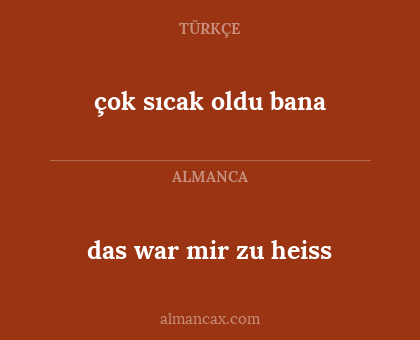 çok sıcak oldu bana - das war mir zu heiss