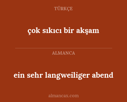 ein sehr langweiliger abend - çok sıkıcı bir akşam