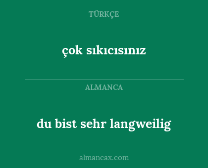 du bist sehr langweilig - çok sıkıcısınız