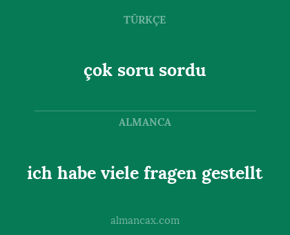 çok soru sordu - ich habe viele fragen gestellt