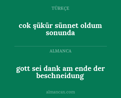 gott sei dank am ende der beschneidung - cok şükür sünnet oldum sonunda