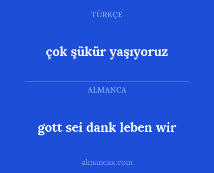gott sei dank leben wir - çok şükür yaşıyoruz