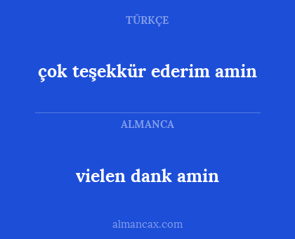 çok teşekkür ederim amin - vielen dank amin