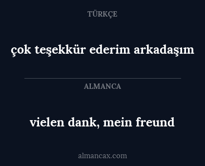 vielen dank, mein freund - çok teşekkür ederim arkadaşım