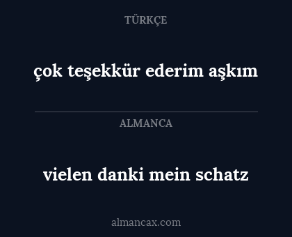vielen danki mein schatz - çok teşekkür ederim aşkım