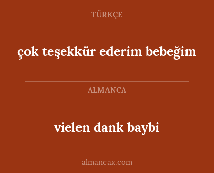 vielen dank baybi - çok teşekkür ederim bebeğim