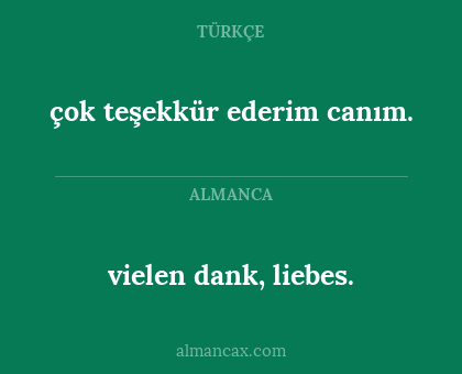 çok teşekkür ederim canım. - vielen dank, liebes.