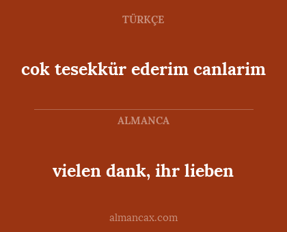 vielen dank, ihr lieben - cok tesekkür ederim canlarim