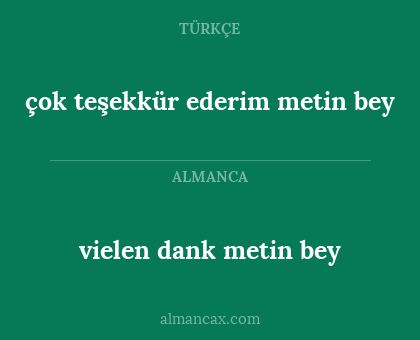 çok teşekkür ederim metin bey - vielen dank metin bey