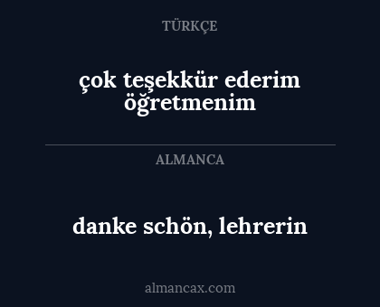 danke schön, lehrerin - çok teşekkür ederim öğretmenim