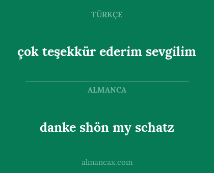 çok teşekkür ederim sevgilim - danke shön my schatz
