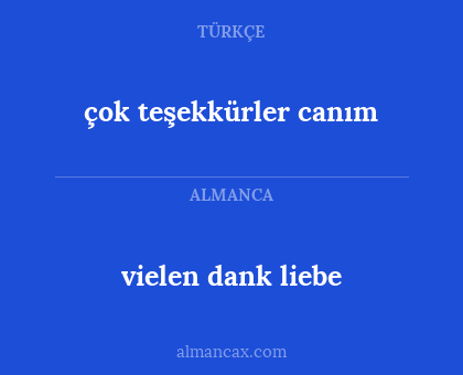 vielen dank liebe - çok teşekkürler canım