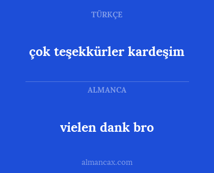 çok teşekkürler kardeşim - vielen dank bro