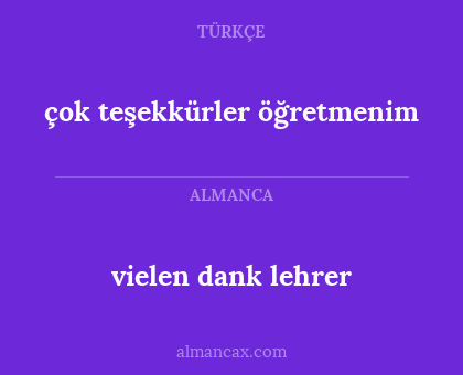 vielen dank lehrer - çok teşekkürler öğretmenim