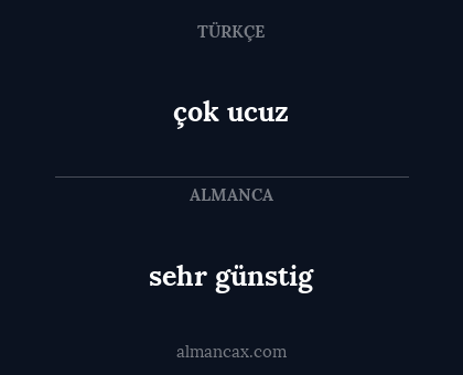 sehr günstig - çok ucuz