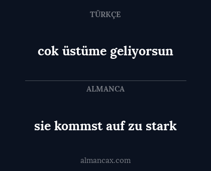 sie kommst auf zu stark - cok üstüme geliyorsun