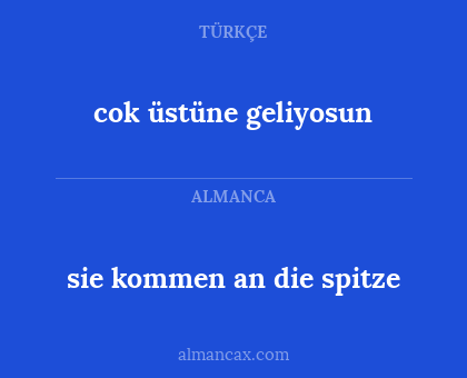 cok üstüne geliyosun - sie kommen an die spitze