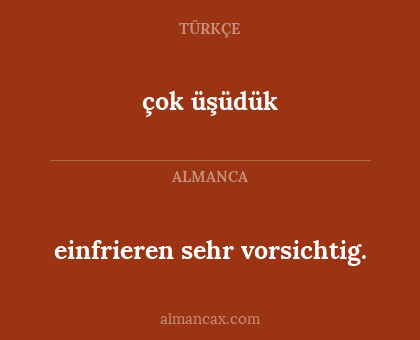 einfrieren sehr vorsichtig. - çok üşüdük