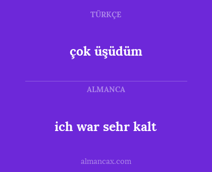 ich war sehr kalt - çok üşüdüm