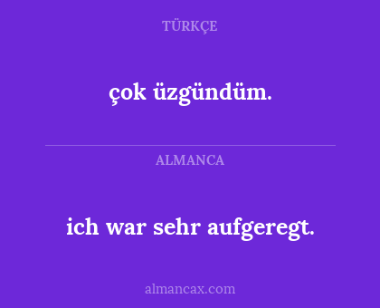 çok üzgündüm. - ich war sehr aufgeregt.