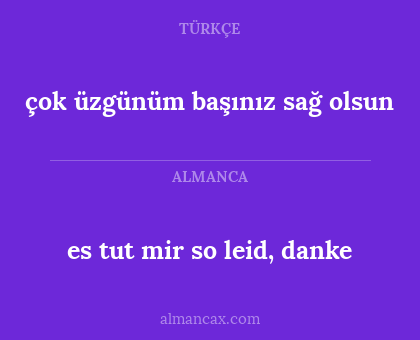 es tut mir so leid, danke - çok üzgünüm başınız sağ olsun