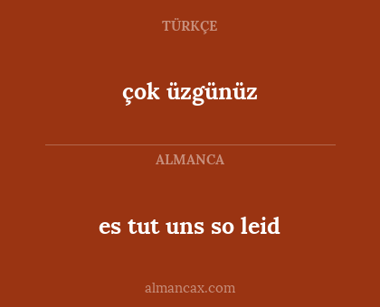 es tut uns so leid - çok üzgünüz