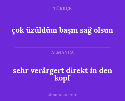sehr verärgert direkt in den kopf - çok üzüldüm başın sağ olsun