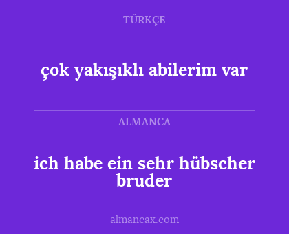çok yakışıklı abilerim var - ich habe ein sehr hübscher bruder