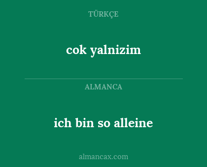 cok yalnizim - ich bin so alleine