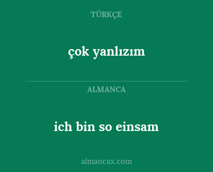 ich bin so einsam - çok yanlızım
