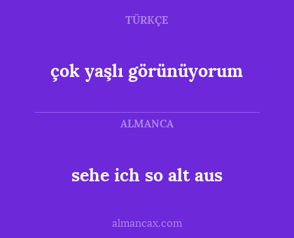 çok yaşlı görünüyorum - sehe ich so alt aus