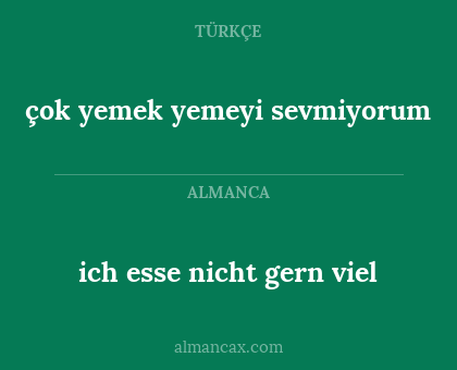 ich esse nicht gern viel - çok yemek yemeyi sevmiyorum