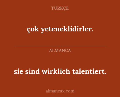 çok yeteneklidirler. - sie sind wirklich talentiert.