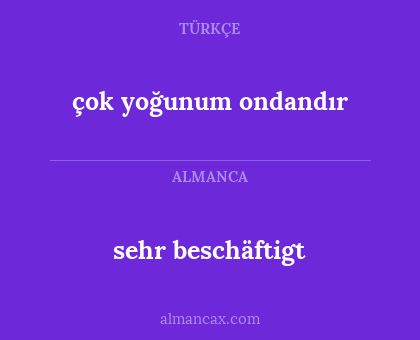 çok yoğunum ondandır - sehr beschäftigt