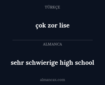çok zor lise - sehr schwierige high school