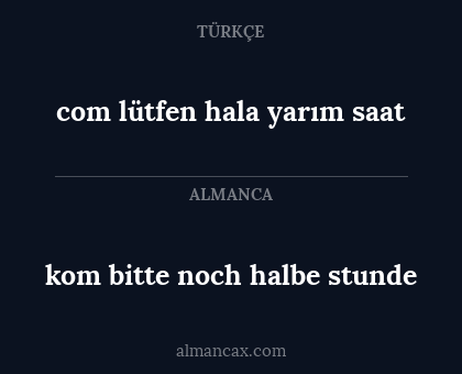 kom bitte noch halbe stunde - com lütfen hala yarım saat