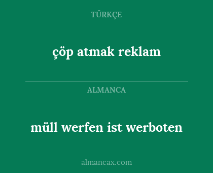 müll werfen ist werboten - çöp atmak reklam