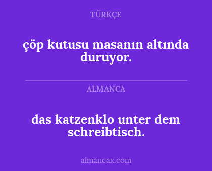 çöp kutusu masanın altında duruyor. - das katzenklo unter dem schreibtisch.