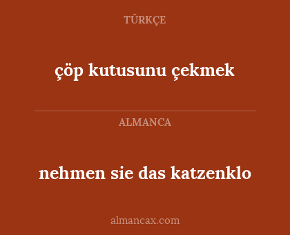 çöp kutusunu çekmek - nehmen sie das katzenklo