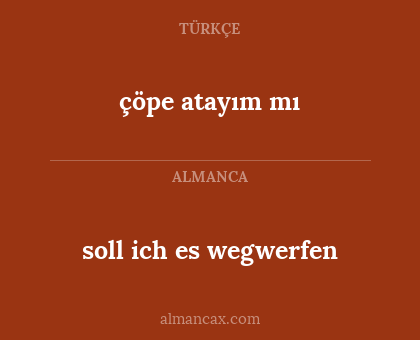 çöpe atayım mı - soll ich es wegwerfen
