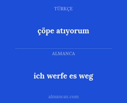 çöpe atıyorum - ich werfe es weg