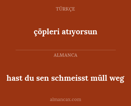 çöpleri atıyorsun - hast du sen schmeisst müll weg