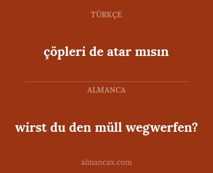 wirst du den müll wegwerfen? - çöpleri de atar mısın