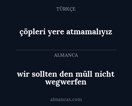 wir sollten den müll nicht wegwerfen - çöpleri yere atmamalıyız