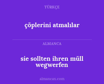 çöplerini atmalılar - sie sollten ihren müll wegwerfen