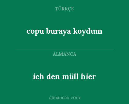 copu buraya koydum - ich den müll hier