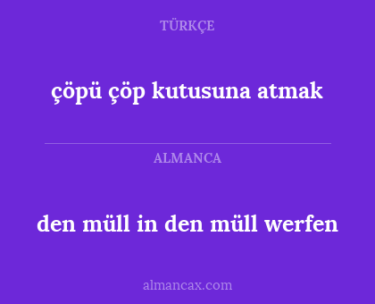 den müll in den müll werfen - çöpü çöp kutusuna atmak