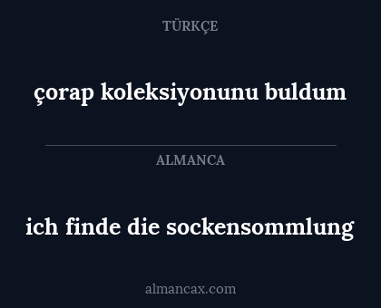 ich finde die sockensommlung - çorap koleksiyonunu buldum