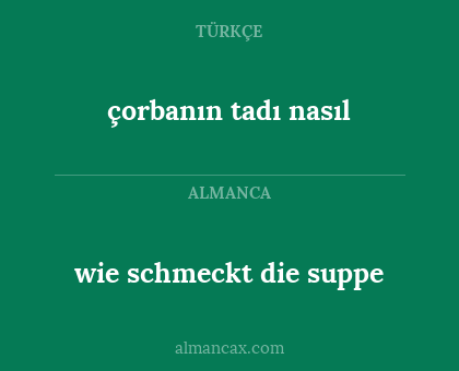 wie schmeckt die suppe - çorbanın tadı nasıl